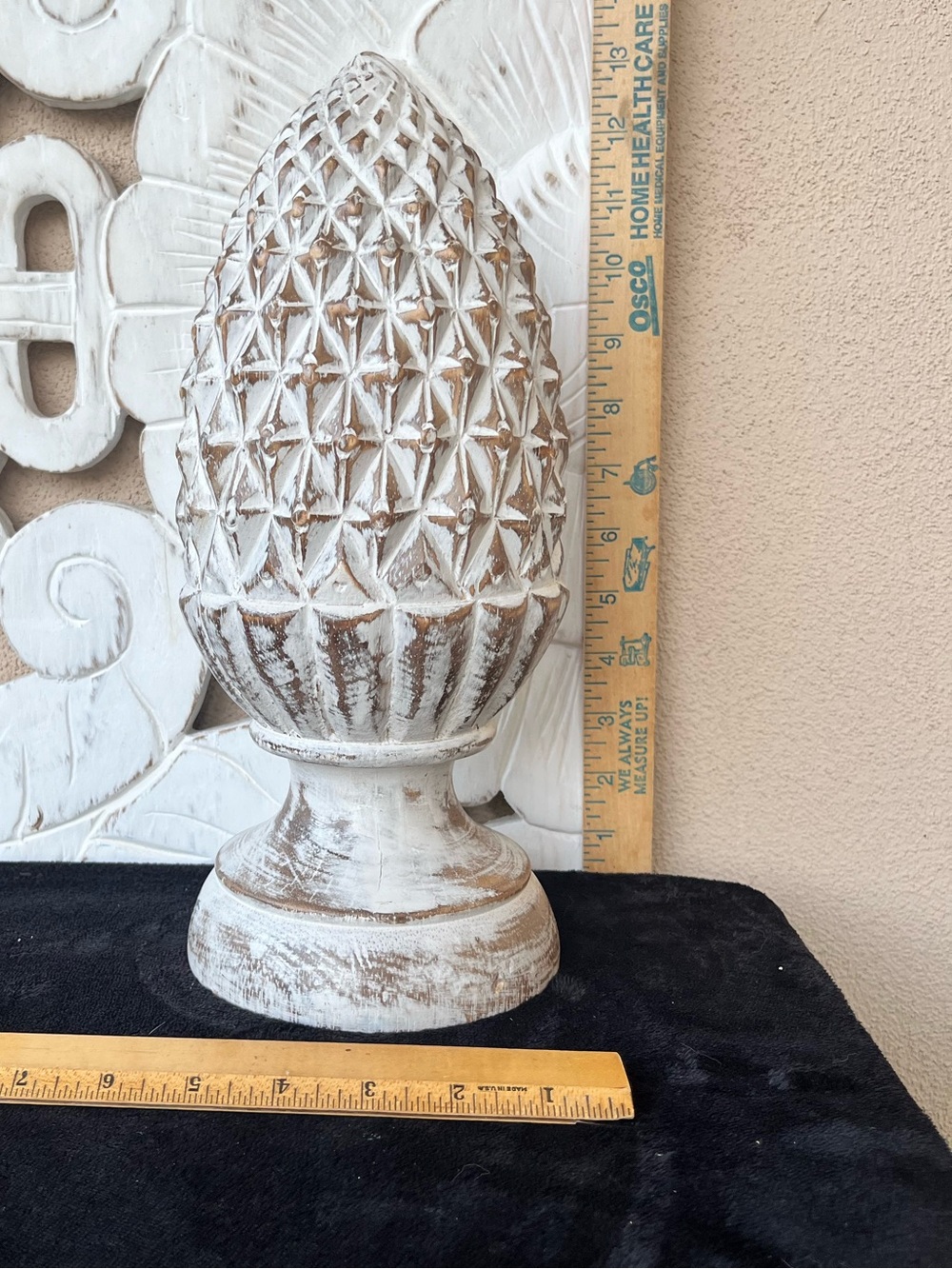 Distressed White Decorative Finial Accent - Home Accents